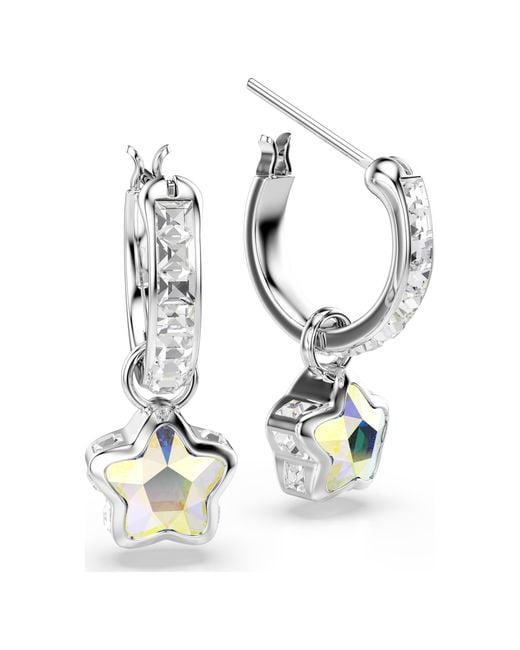 Swarovski Blue Chroma Rhodium Plated Drop Earrings for men