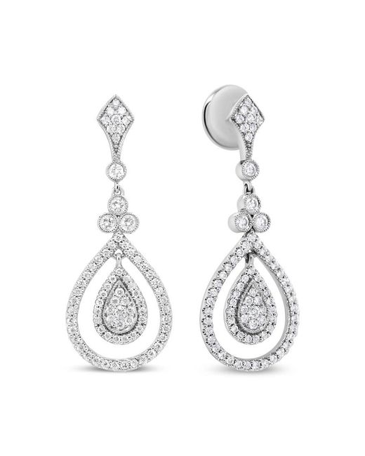 Haus of Brilliance Metallic 18k White Gold 1 1/4 Cttw Round Diamond Openwork Teardrop-shaped Dangle Earrings for men
