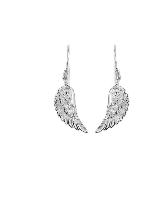 Tresorra Metallic Sterling Angel Wing Drop Earrings