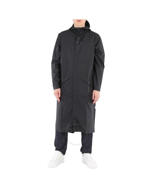 Rains Black Longer Lightweight Hooded Jacket