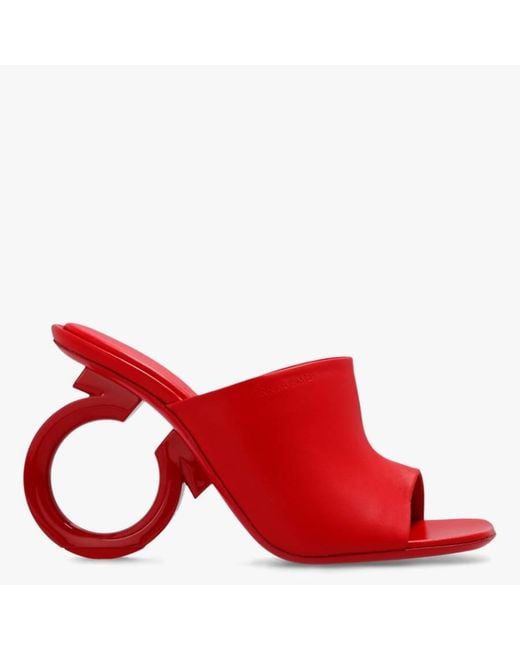 Ferragamo Red Ferragamo Astro Heeled Mules