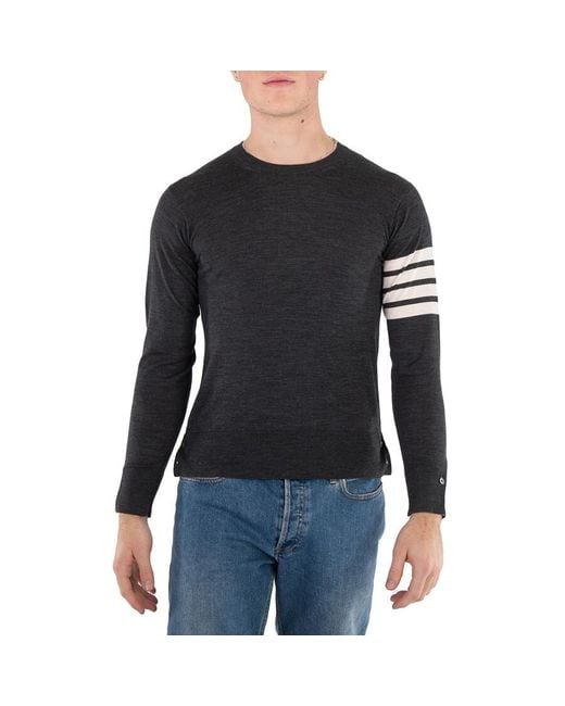 Thom Browne Black 4-Bar Wool Pullover for men
