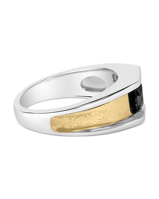 Haus of Brilliance White 14K Plated Sterling 1.0 Cttw Round Diamond Band Ring for men