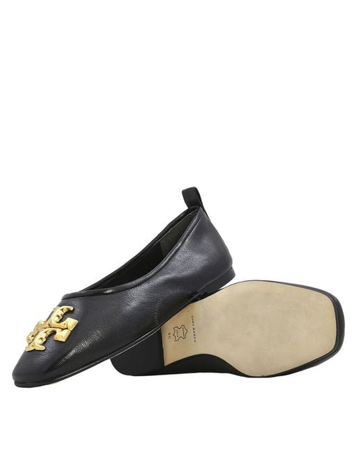 Tory Burch Black Perfect Leather Eleanor Ballet Flats