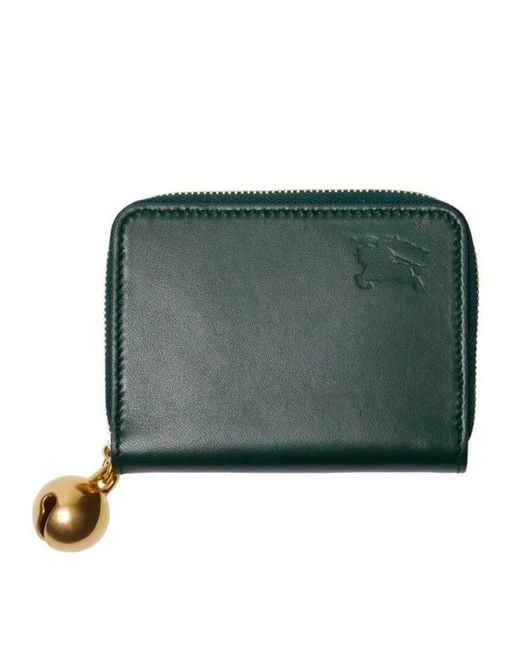 Burberry Green Ekd Leather Zip Wallet