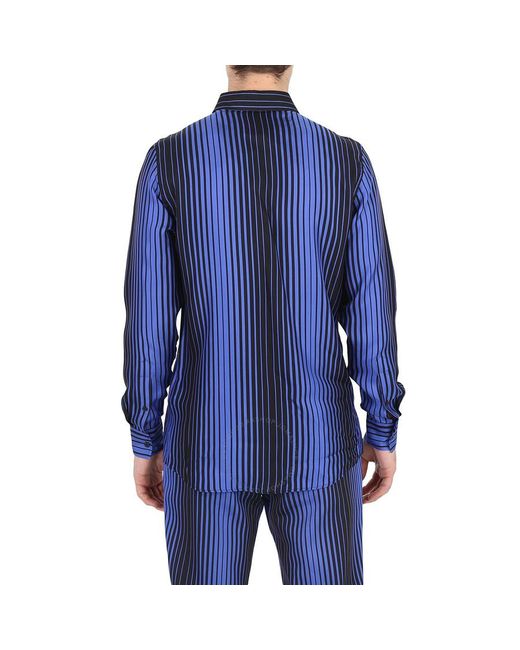Moschino Blue Striped Long-sleeved Shirt for men