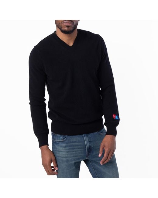 Comme des Garçons Black Invader Heart V-Neck Jumper for men