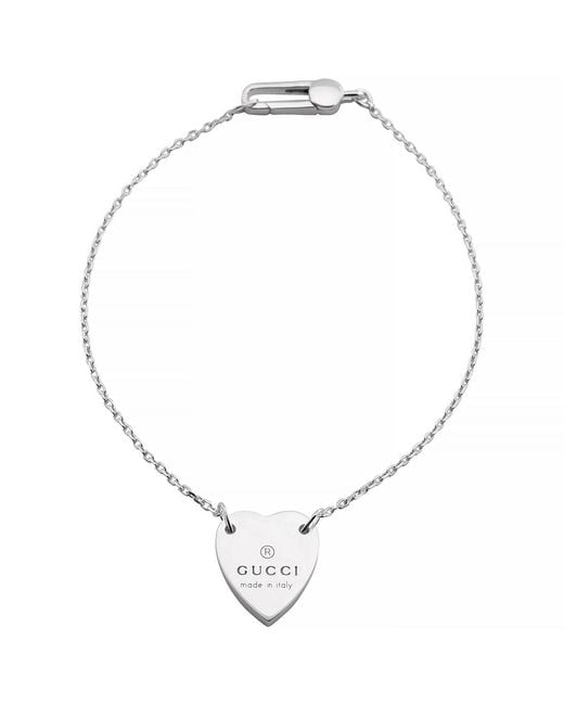 Gucci Metallic Engraved Heart Motif Trademark Bracelet