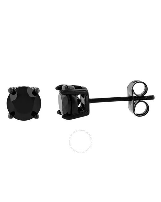 Robert Alton Black Stainless Steel With Finish Round Spinel Earrings for men