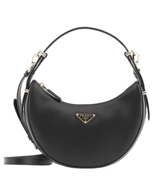 Prada Black Arque Re-Nylon And Brushed Leather Hybrid Shoulder Bag