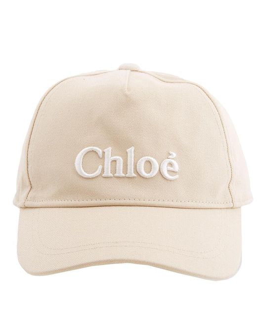 Chloé Natural Embroidered Logo Cotton Hat