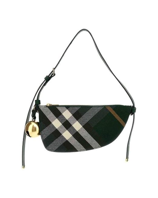 Burberry Black Check Print Shield Shoulder Bag