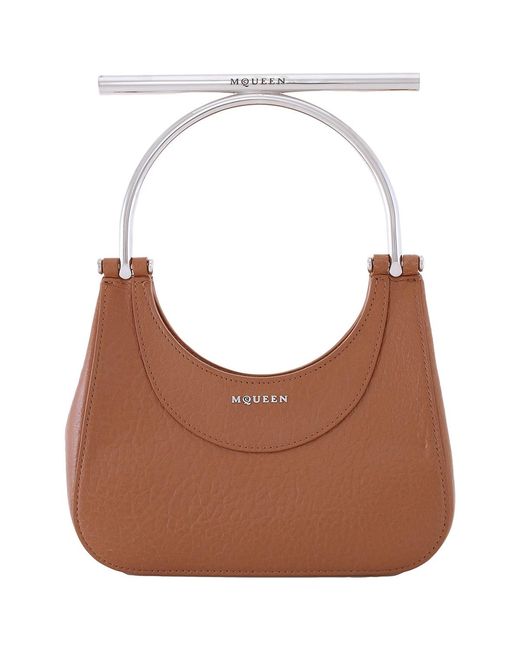 McQueen Brown Chain-Link Crossbody Bag