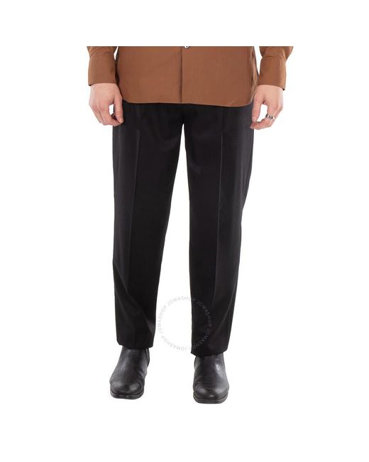 Zegna Black Ermenegildo Pleated Mid-Rise Wool Trousers for men