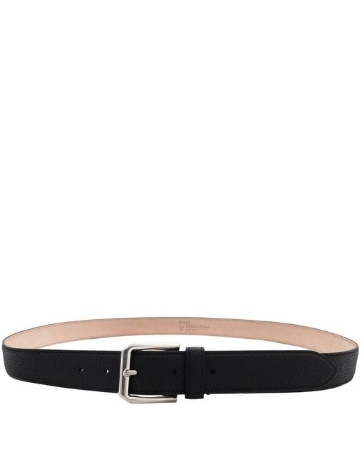 Bally Black Square Vanadium Leather Belt, Cm for men