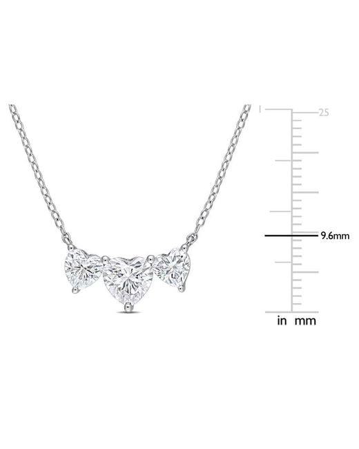 Amour Metallic 2 Ct Dew Created Moissanite Triple-Heart Necklace