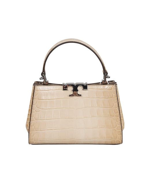 Tory Burch Natural Mini Eleanor Croc-Embossed Satchel
