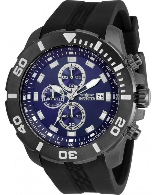 Invicta Black Pro Diver Chronograph Quartz Blue Dial Watch for men