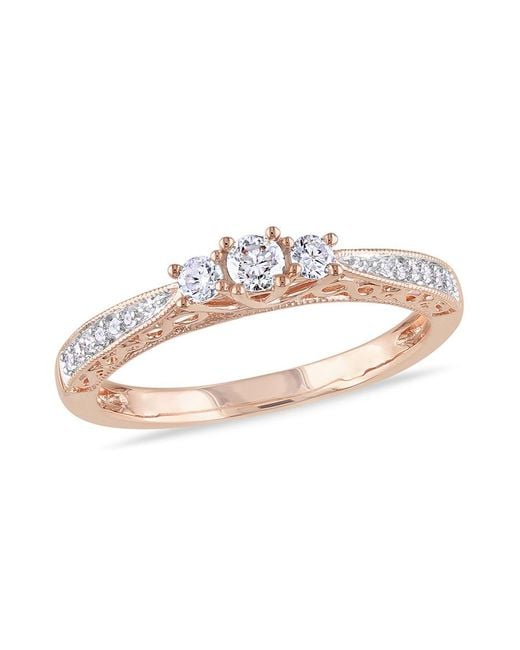 Amour Pink 1/4 Ct Tw Diamond 3-Stone Engagement Ring