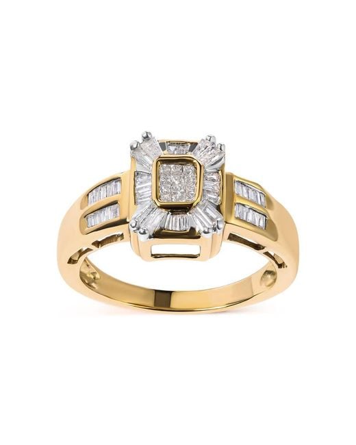 Haus of Brilliance Metallic 10K 1/2 Cttw Diamond Composite And Halo Ring (H-I Color, Si1-Si2 Clarity)
