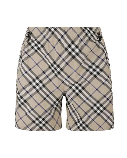 Burberry Gray Check Pattern Shorts for men
