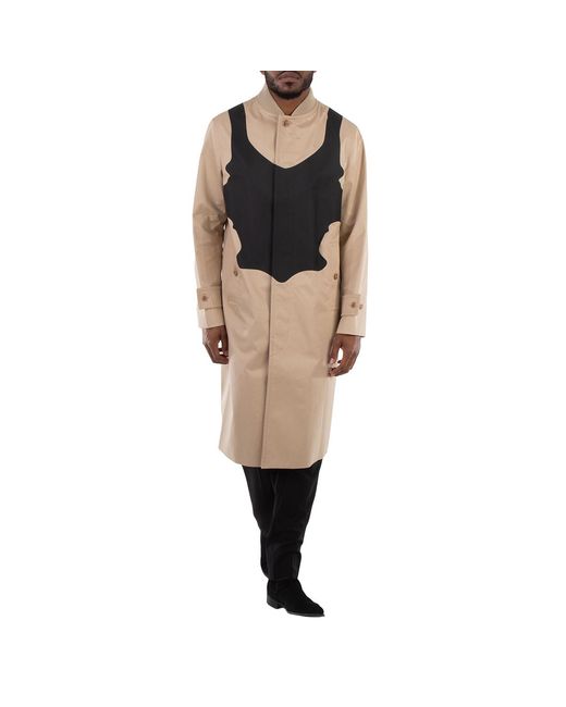 Burberry Multicolor Soft Fawn Cotton Gabardine Reconstructed Print Car Coat, Brand Size 52 (Us for men
