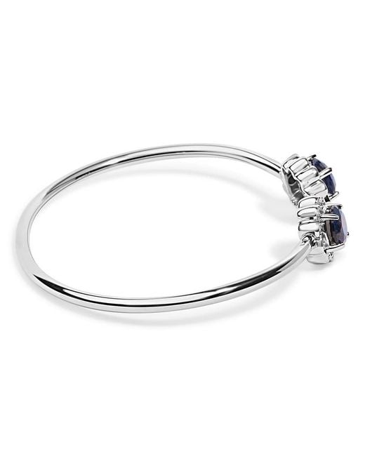 Haus of Brilliance Blue Sterling Diamond Accent Created Sapphire Floral Design Bangle Bracelet