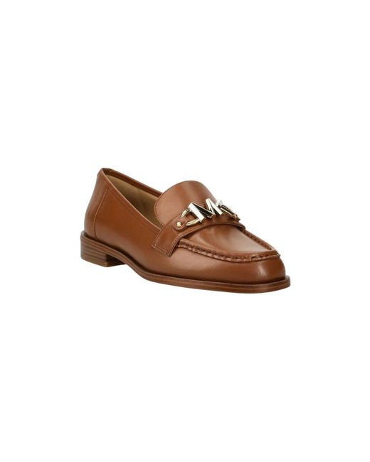 Michael Kors Brown Tiegan Leather Logo Plaque Loafers, Brand Us