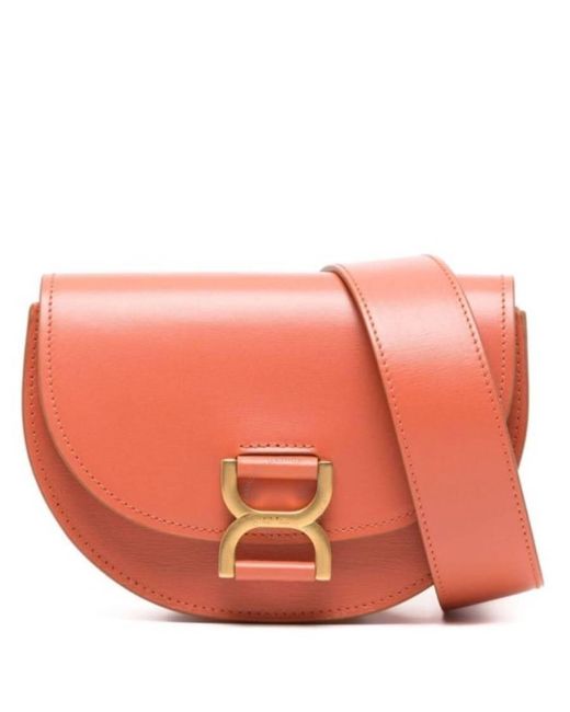 Chloé Orange Marcie Mini Flap Leather Crossbody