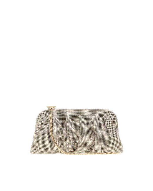 Benedetta Bruzziches Gray Embellished Fabric Large Venus Clutch Chapelloise Borse A Mano