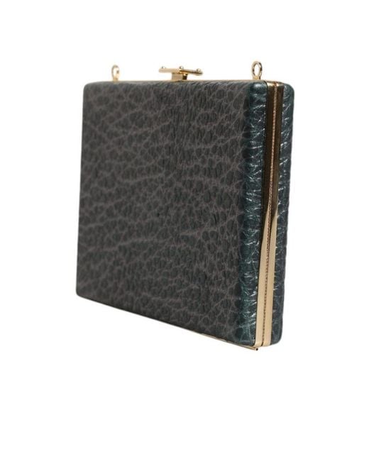 Dolce & Gabbana Green Leather Clutch Evening Crossbody Bag