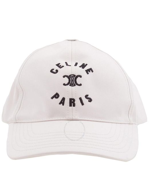Céline White Paris Triomphe Embroidered Baseball Cap