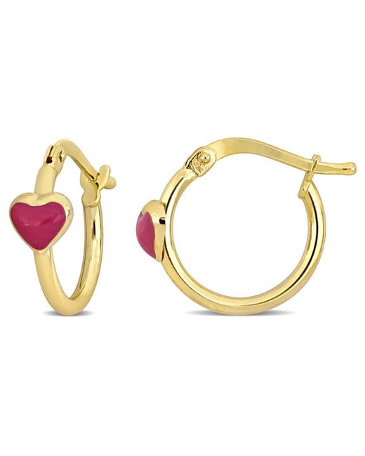 Amour Metallic 15Mm Enamel Heart Hoop Earrings