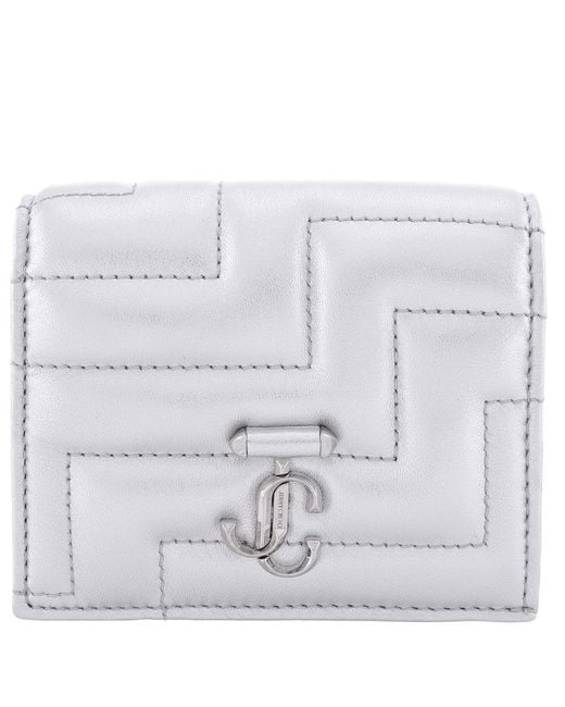 Jimmy Choo White Hanne Jc Emblem Leather Wallet