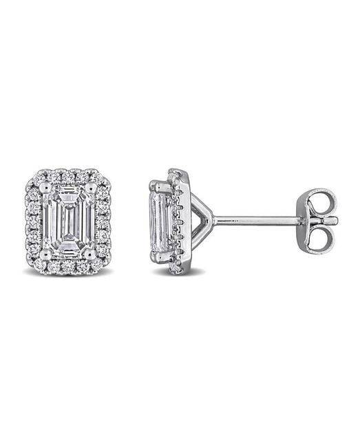 Created Forever Metallic 2 Ct Emerald And Round Lab Grown Diamonds Tw Fashion Post Earrings for men