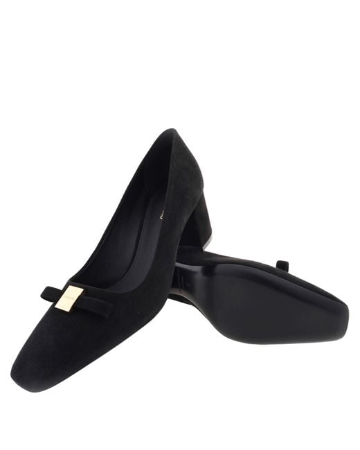 Ferragamo Blue Ferragamo Myra Bow Block Heel Pumps, Size 7 C