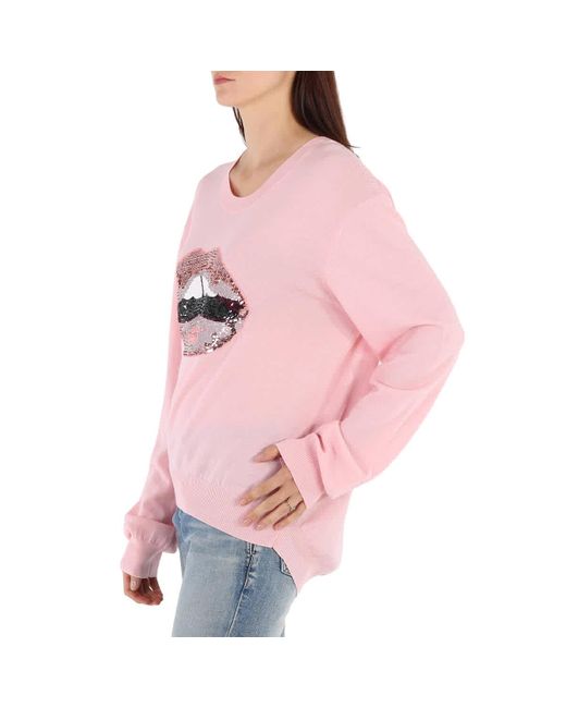 Markus Lupfer Pink Sequin Lips Sweater