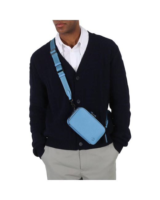 COACH Pebble Leather Charter Slim Crossbody in Blue for Men Lyst