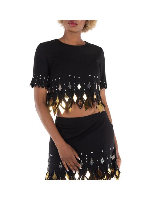 Rabanne Black Ladies Embellished Crop Top, Brand Size 34 (Us