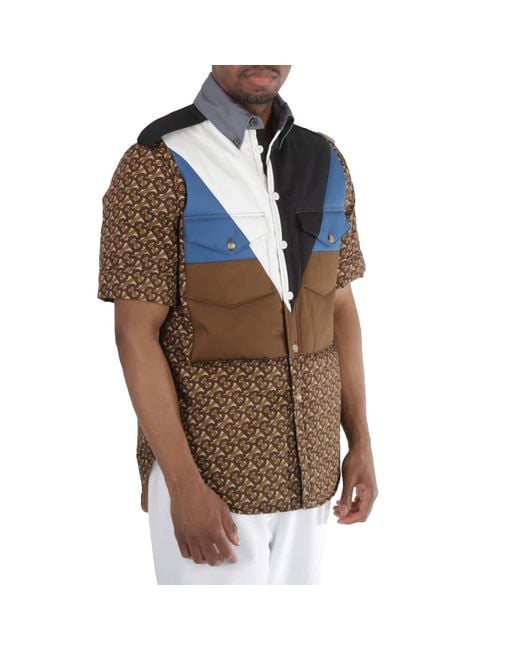 Burberry Multicolor Bridle Brown Tb Monogram Short Sleeve Cotton Button-down Overshirt for men