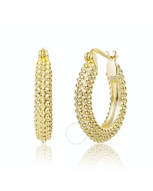 Rachel Glauber Metallic 14k Gold Plated Ribbed Hoop Earrings
