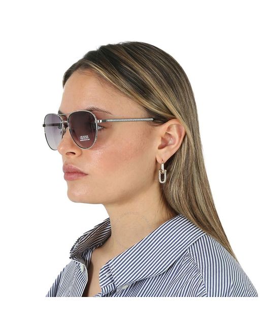 Guess Factory Gray Gradient Smoke Pilot Sunglasses Gf6157 10b 58