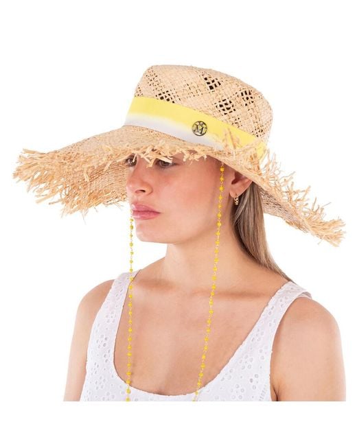 Maison Michel Metallic Ladies Big New Kendall Tie Dye Ribbon Hat