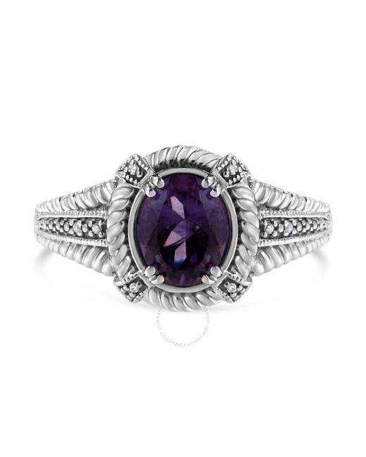 Haus of Brilliance Blue .925 Sterling Silver Prong Set Natural Oval Shape 9x Mm Purple Amethyst Solitaire