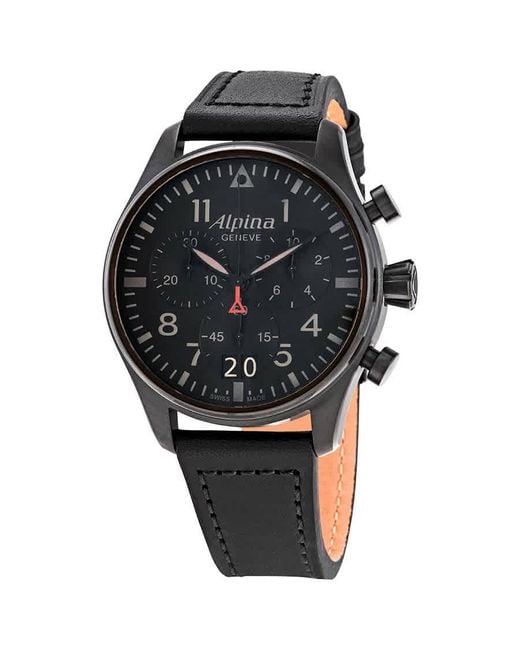 Alpina Black Startimer Pilot Chronograph Dial Watch for men