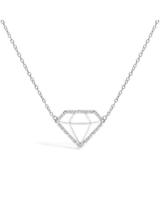 Haus of Brilliance Metallic 925 Sterling 1/7 Cttw Lab Grown Diamond Diamond Shaped Pendant Necklace