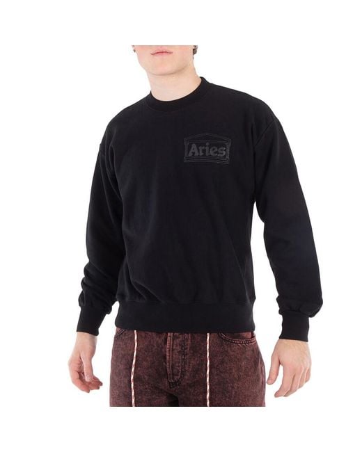 Aries Blue Logo Jacquard Cotton Sweatshirt for men