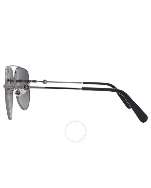 Moncler Metallic Polarized Smoke Silver Flash Navigator Sunglasses Ml0196-d 08d 62 for men