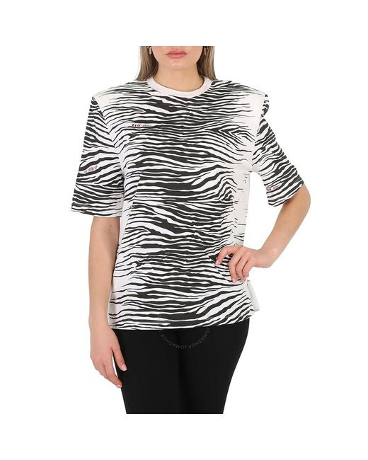 The Attico Gray Zebra Print Bella T-shirt