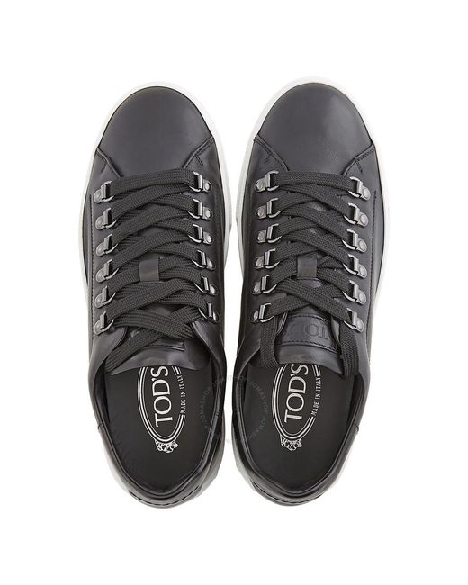 Tod's Black Cassetta Gomma Leather Low-top Sneaker for men